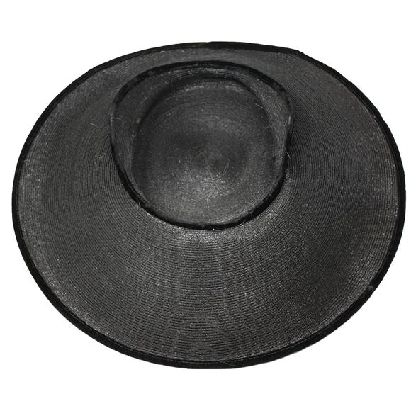 Vintage 1940s Black Wide Brim Platter Tilt Hat Floral Statement Style - Hey Viv main image 5